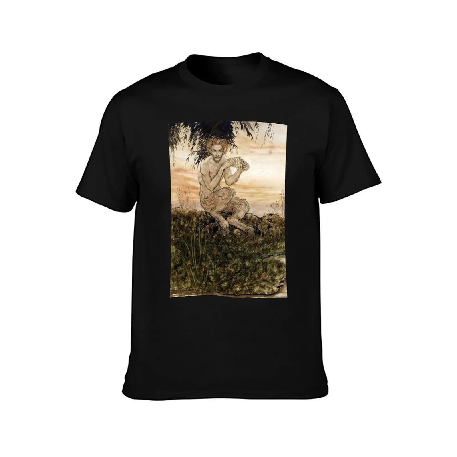 The Piper at the Gates of Dawn - The Wind in Willows - Arthur Rackham T-Shirt Summer Casual Cotton Tee Vintage Graphic Print
