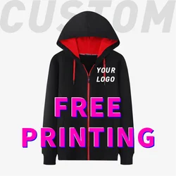 Customized sweater free printing logo picture 100%cotton hoodie coat and zipper Cardigan autumn and winter adult work clothes