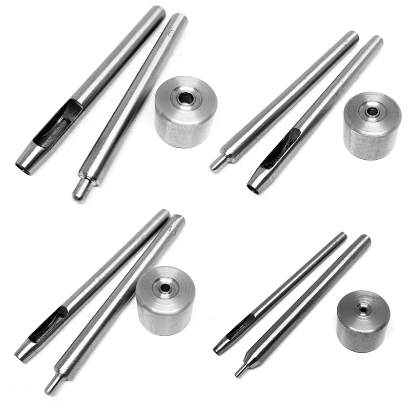 Eyelets Hand Knock Punch Tools, Carbon Steel Mould, Rivet Installation Tools covered, 1.5mm-14mm Internal Diameter, Three Pieces