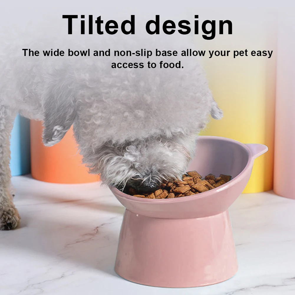 1pc Raised Cat Food Bowl Elevated Cat Bowls Non-Slip Cat Food Water Feeder Anti Vomiting Tilted Pet Food Bowl for Flat-Faced Cat