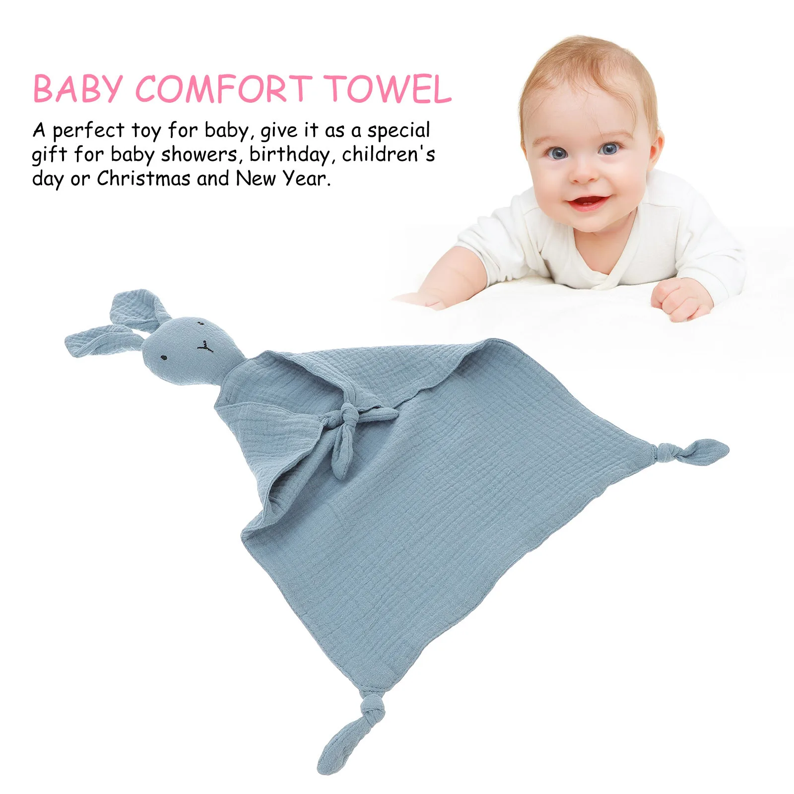 ผ้าห่มนิรภัยสำหรับเด็กทารก ลายกระต่าย ผ้าฝ้าย นุ่ม ซักได้ ใช้เป็นผ้าห่มสำหรับเด็กทารกและเด็กเล็ก ช่วยให้รู้สึกสบายและผ่อนคลาย