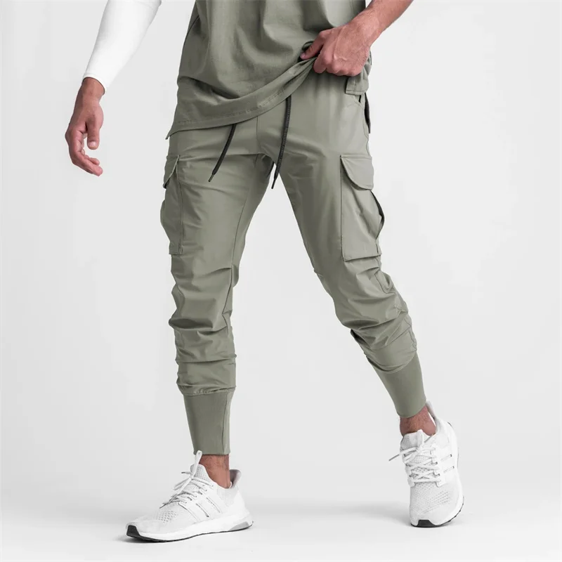 2024 New Cargo Pants Gym Men‘s Multi-Pocket Straight Bottom Cargo Pants    Sports Fitness Men Casual Trousers Track Pants