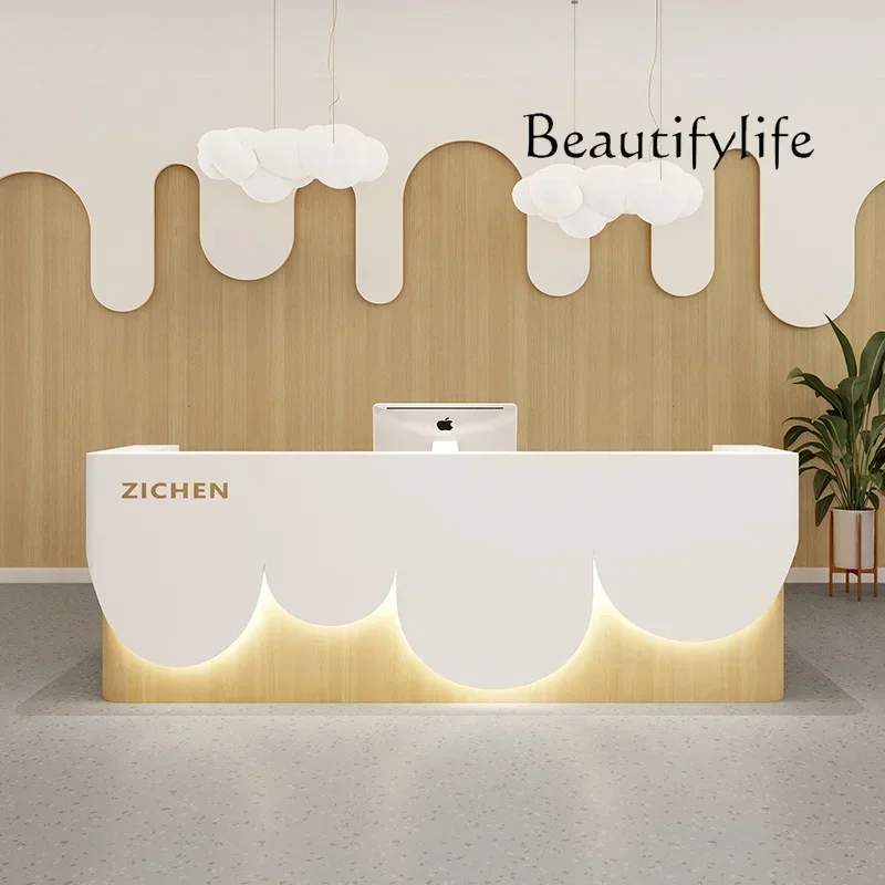 1 Kindergarten Cream Wind Solid Wood Paint Reception Reception Simple Modern Training Institution Checkout Page