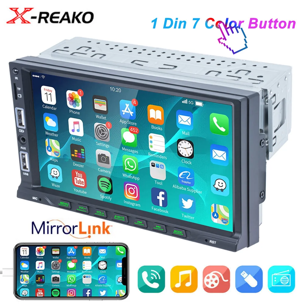 

X-REAKO 7 Inch 1 Din Car Radio Touch HD Capacitive Screen MP5 Player with Double USB Mirror Link Universal Autoradio BT TF Card