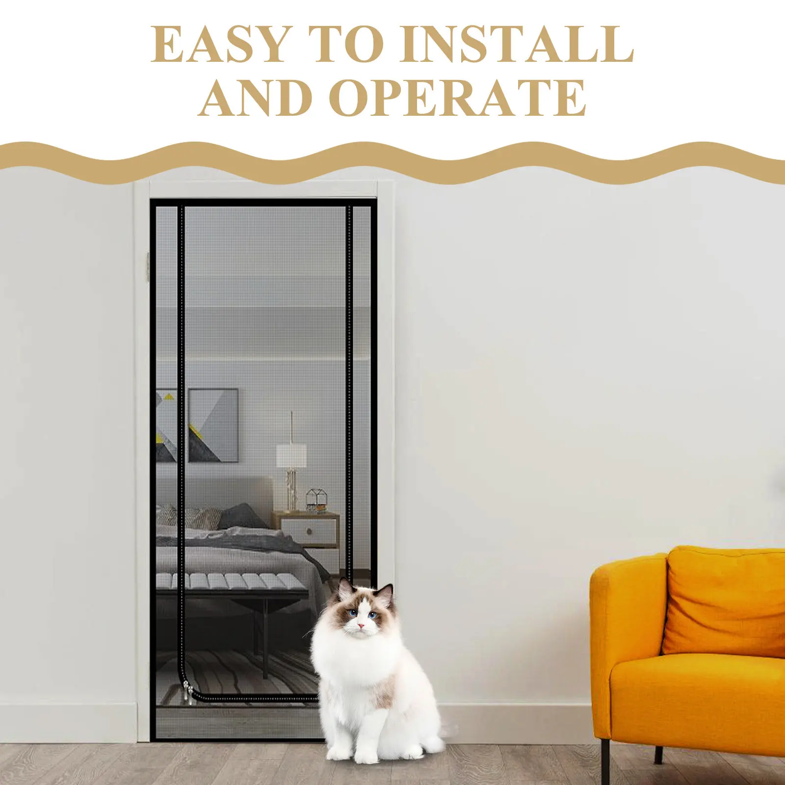 Cat Blocker for Doorway Dog Isolated Pet Interior Obstruct Screen Barrier Indoor Resistant Mesh