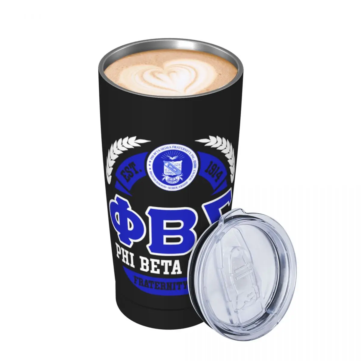 Phi Beta Sigma PBS Fraternity Insulated Tumbler, 20oz Tumbler with Lids and Straws Stainless Steel Vacuum Travel Mug Coffee Cup