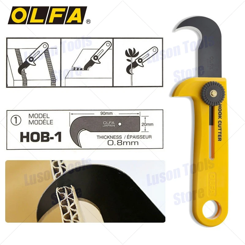 Original Japanese OLFA HOK-1 heavy-duty industrial hook knife safety telescopic sickle box opening knife/unpacking tape/special cutting knife PVC