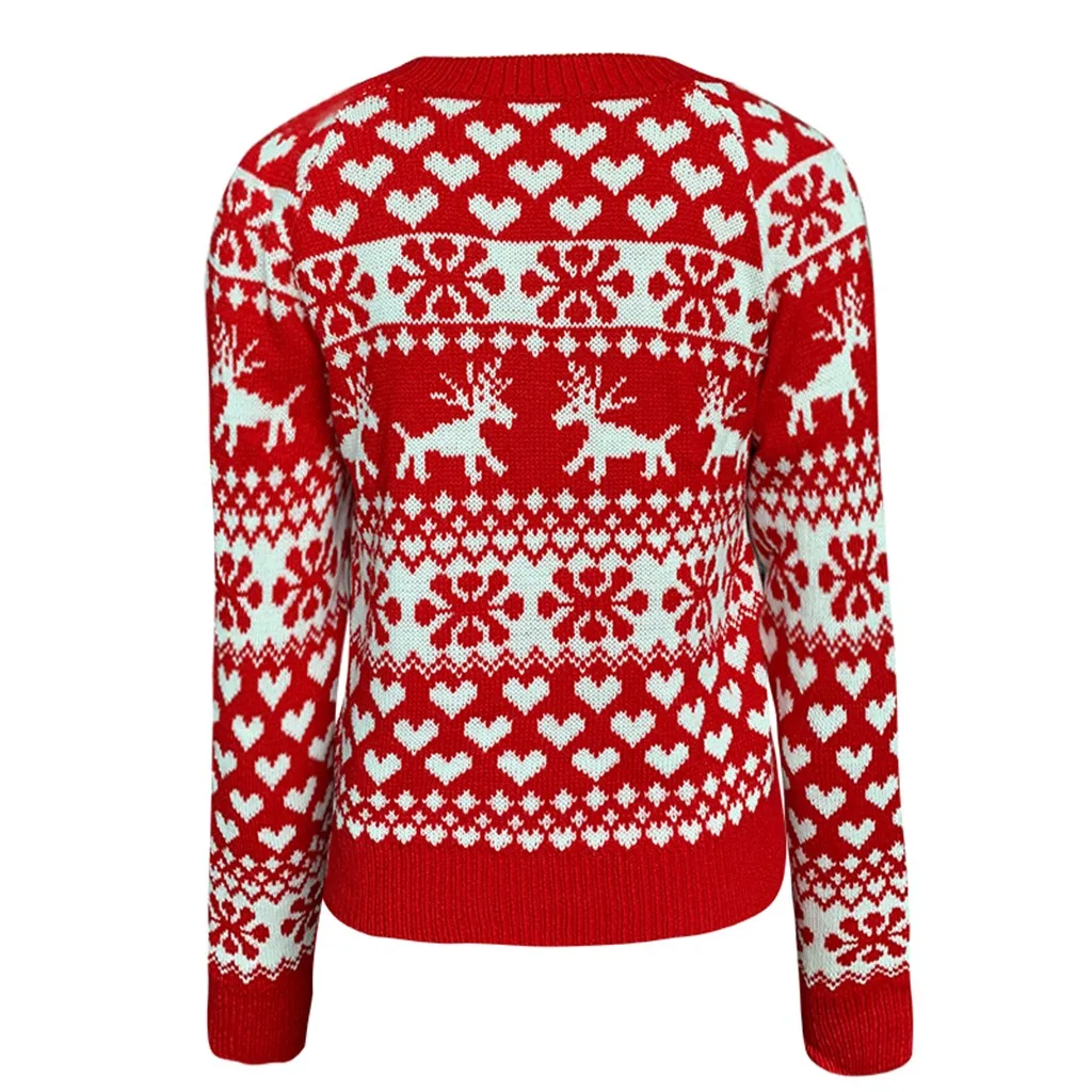 New Winter Christmas Sweater for Women Xmas Moose Print Long Sleeve Y2K Clothes Warm Thicken Jumpers Pullover Tops Knitwear