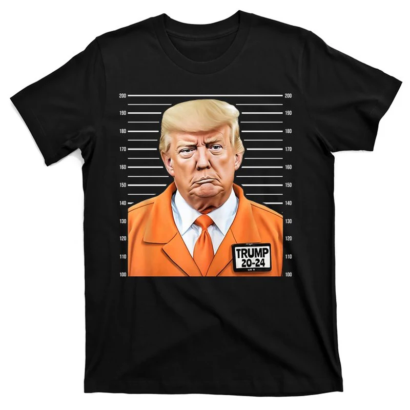 Donald Trump Mug Shot 2024 Orange Jail Suit T-Shirt New 100% Cotton O-Neck Summer Short Sleeve Casual Mens T-shirt Size S-3XL