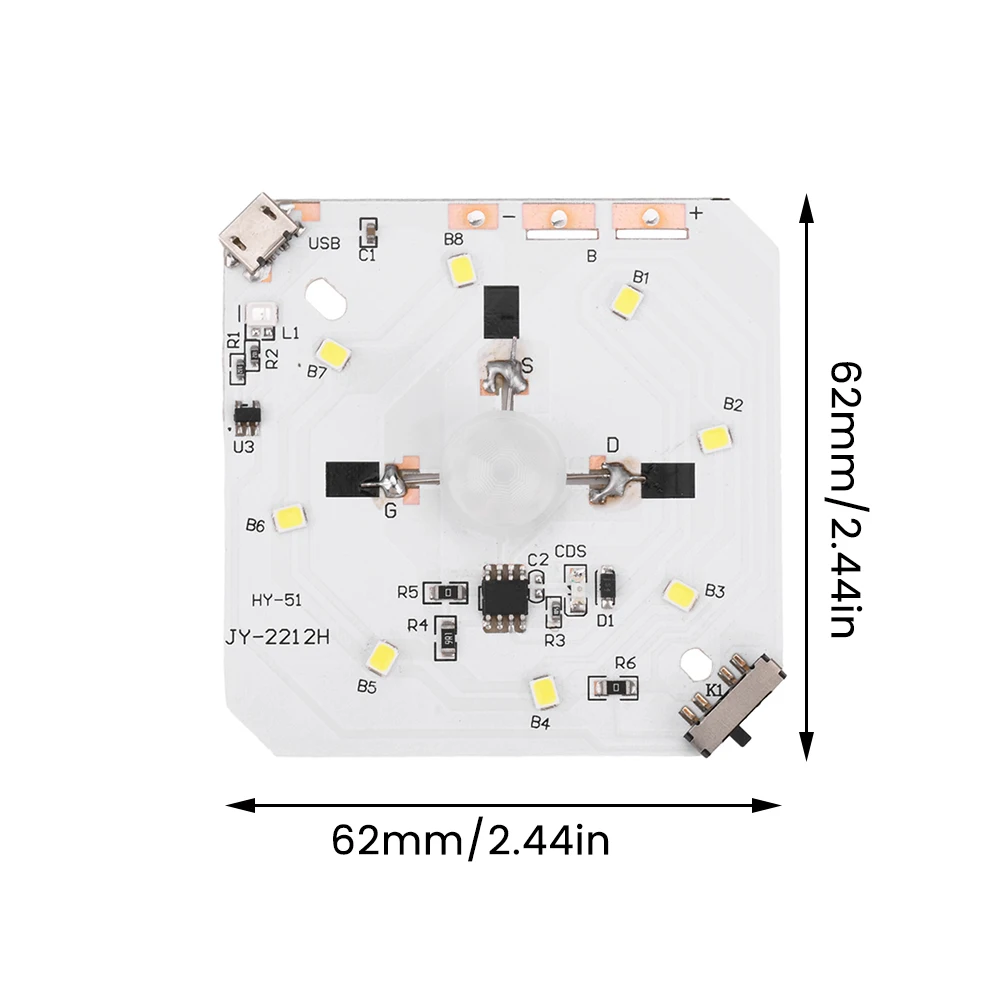 PIR Motion Sensor LED Human Body Infrared Induction Night Light Circuit Board USB Charging Rechargeable Night Lamp