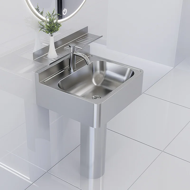 304 stainless steel wash basin column integrated floor