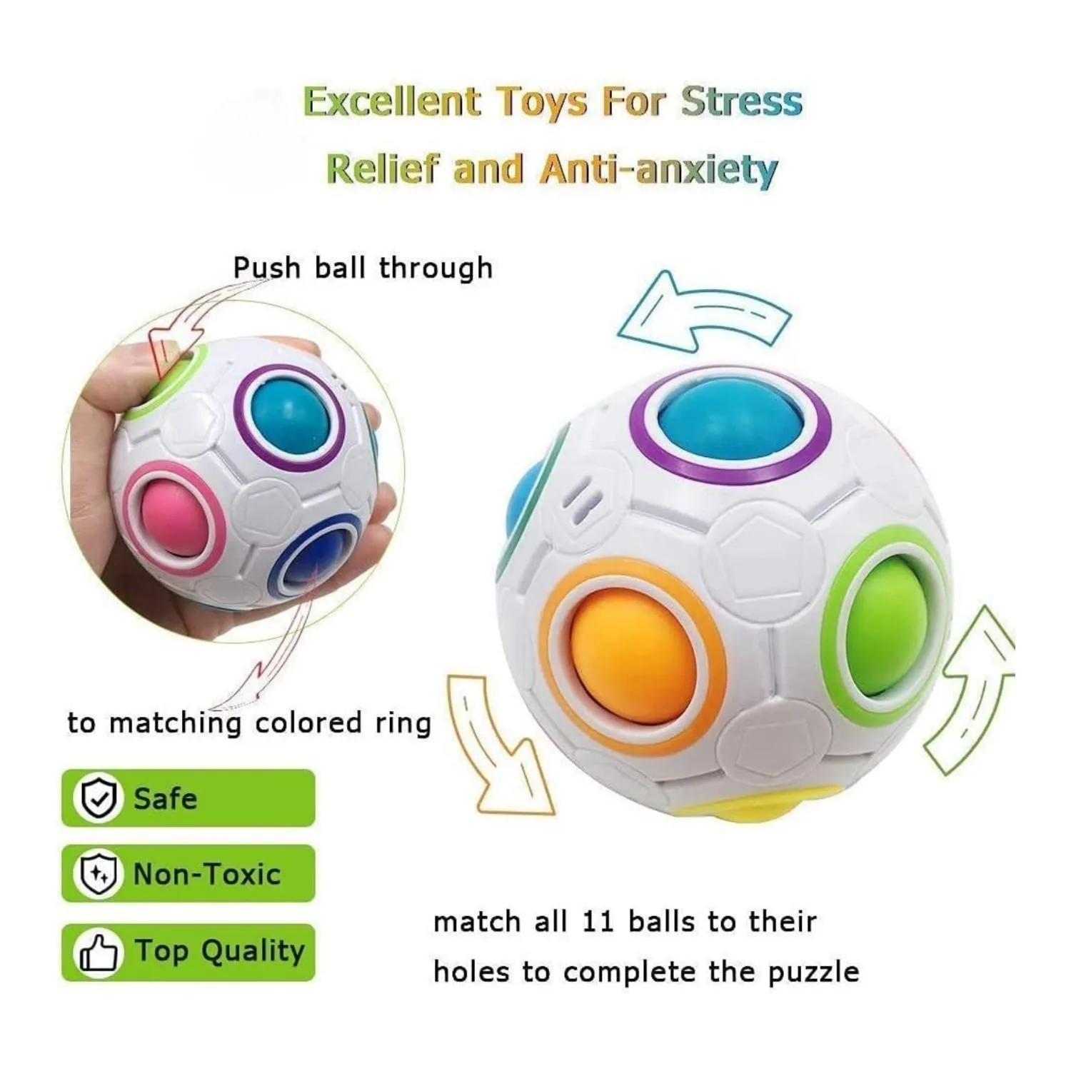 7Pcs Sensory Fidget Toys Set . Stress Relief and Anti-Anxiety Tools Bundle Figette Toys Fidgeting Game for Kids Adults Kill Time