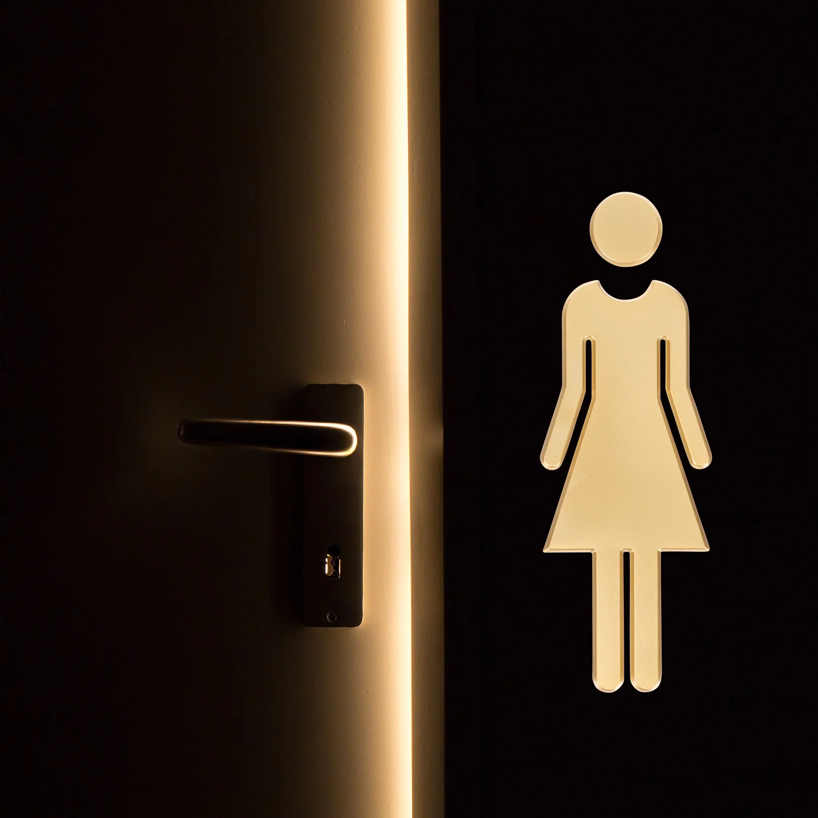 여성 남성 화장실 식별을위한 2pcs 아크릴 화장실 표지판 화장실 표지판 플레이트 세련된 욕실 액세서리