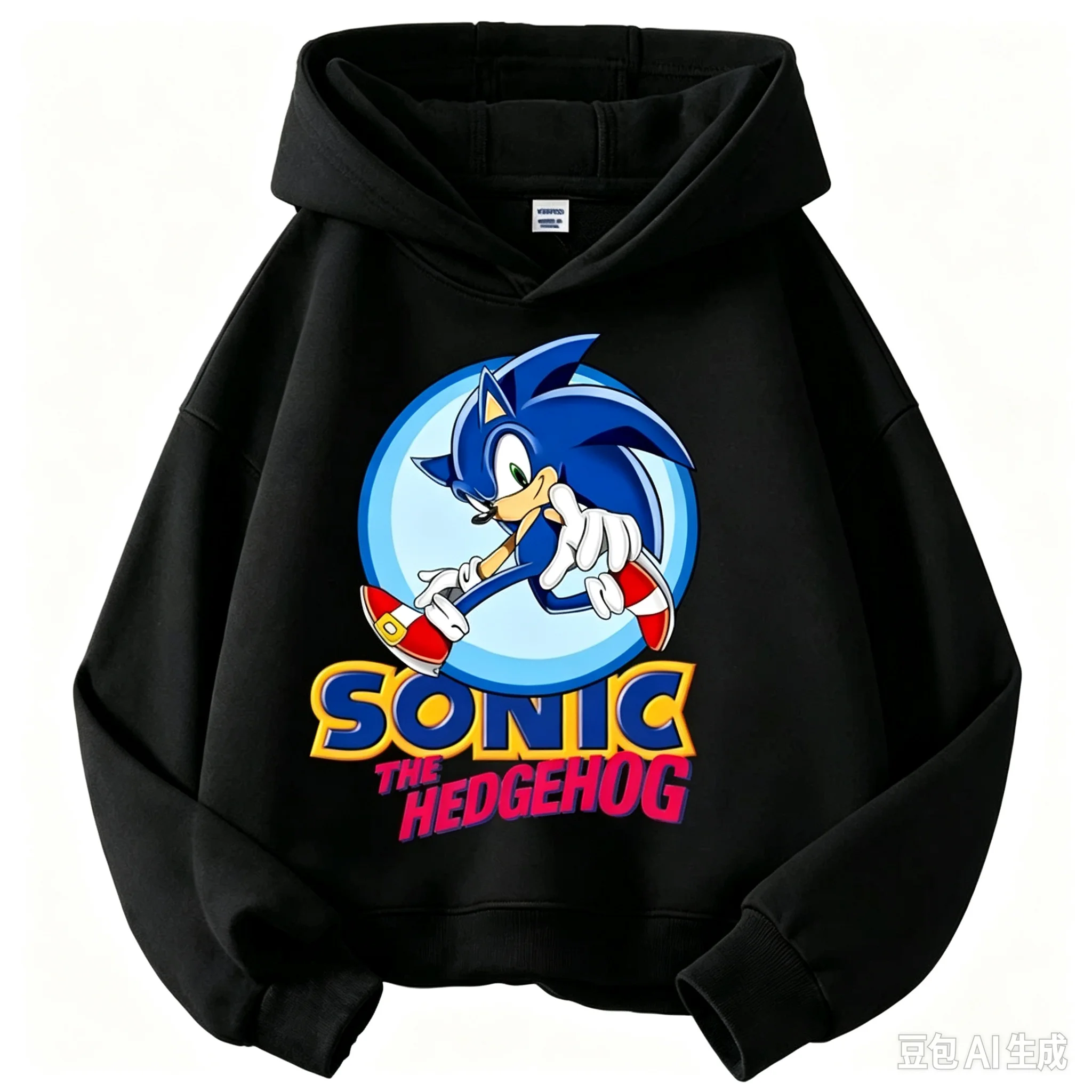 Stylish and warm children's clothing for autumn and winter, featuring a cute Sonic cartoon design. This soft, thickened hoodie o