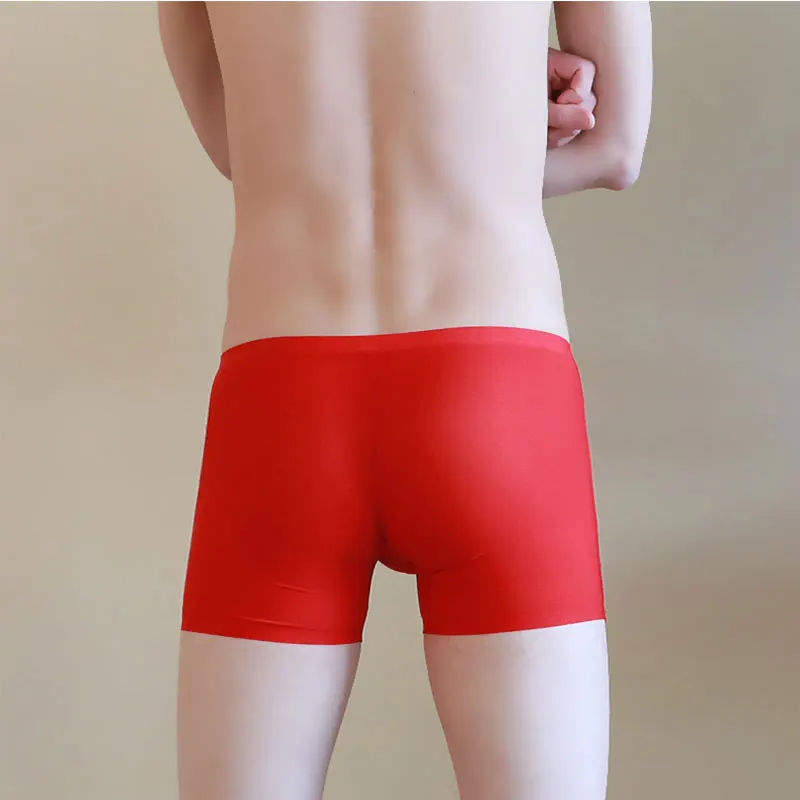 Mens Ice Silk Seamless Underwear Ultra-thin Breathable Boxer Shorts Summer Sexy 3D Pouch Male Underpants Transparent Panties