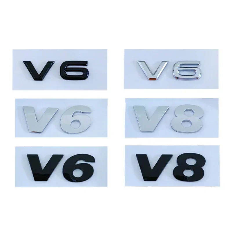 

3D ABS Chrome Black V6 V8 Letters Car Rear Trunk Fender Emblem Badge Sticker Decals For VW Polo Golf Passat Touareg Accessories