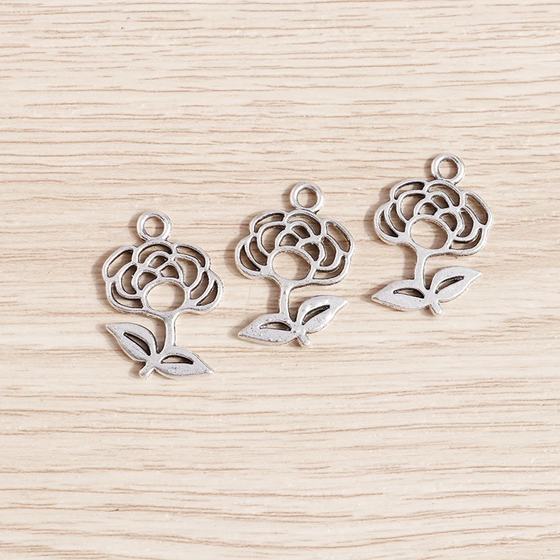 Tusember 20 Stück Legierungs-Pflanzenanhänger, Metall-Blatt-Blumen-Baum-Charms für Schmuckherstellung, Ohrringe, Halsketten, DIY-Armband-Zubehör – Detail 27