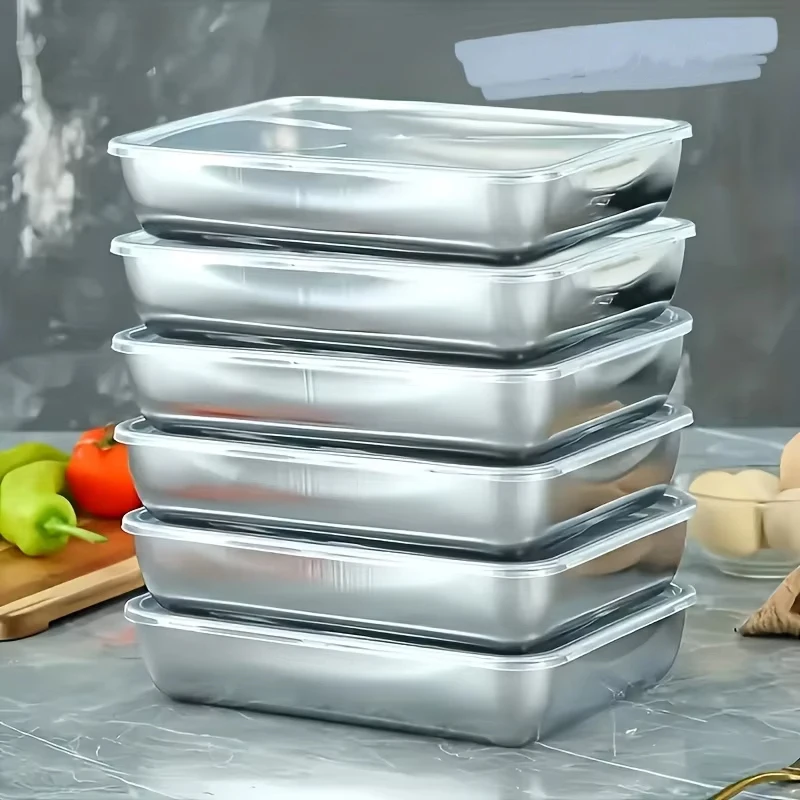 

Тарелка, контейнер для еды из нержавеющей стали с крышкой, толстый поднос, большая емкость для овощей, фруктов, свежего мяса, кухонный органайзер