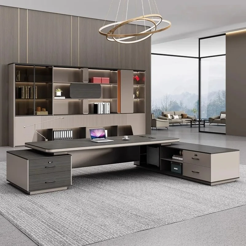 Simple and modern boss desk and chair combination, light luxury level leadership manager's office desk