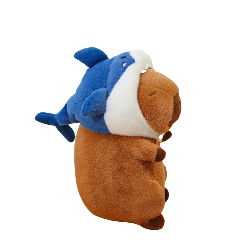 Kawaii Shark Capybara Plush Toy Stuffed Doll for Kids Birthday Xmas Gift Soft Cuddly Animal Plushie Wholesale New Arrival Cute