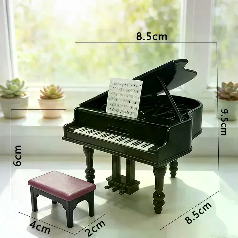 Mini Dollhouse Upright Grand Piano Simulation Furniture Model Photo Props Decor 1 Set