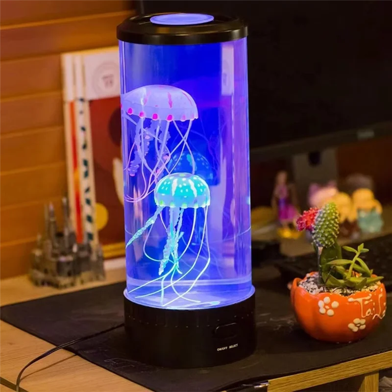 ABKD LED Jellyfish Night Light USB Powered Colorful Lighting Modes For Home Office Desktop Decorative Gifts