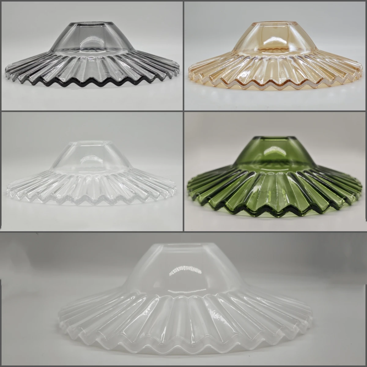 Lampshade with Full Copper Lamp Head DIY Desk Lamp Pendant Light with Switch Replacement Shell Glass Thick Transparent Gray