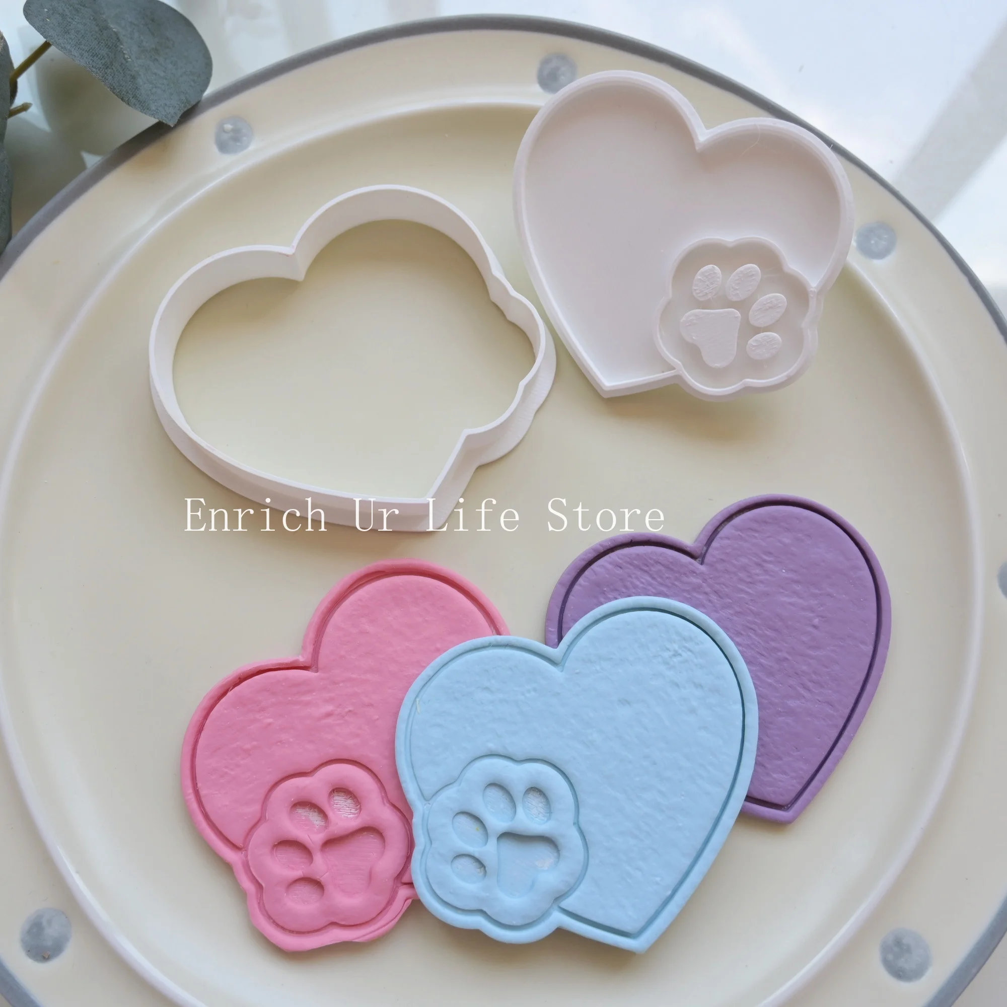 Heart Paw Shaped Cookie Cutter Dog Cat Paw Biscuit Mold Cartoon Biscuit Fondant Cake Baking Decoration Tools