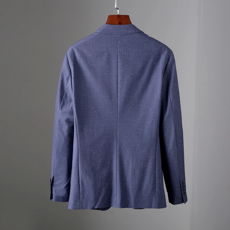 بدلة رجالية كاجوال بقصة ضيقة باللون الأزرق الفاتح من Busin Jaet موسم الربيع قابلة للتناول بصدر واحد وزرين طويلة Sve