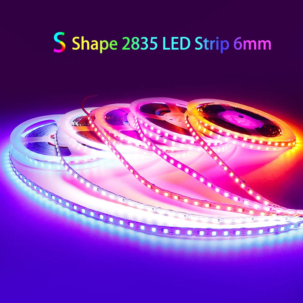 

DC12V S Shape 2835SMD LED Strip 6mm Width Bendable 120LED/m Flexible Foldable 12Colors String Light DIY Neon Sign Letter 1m-20m