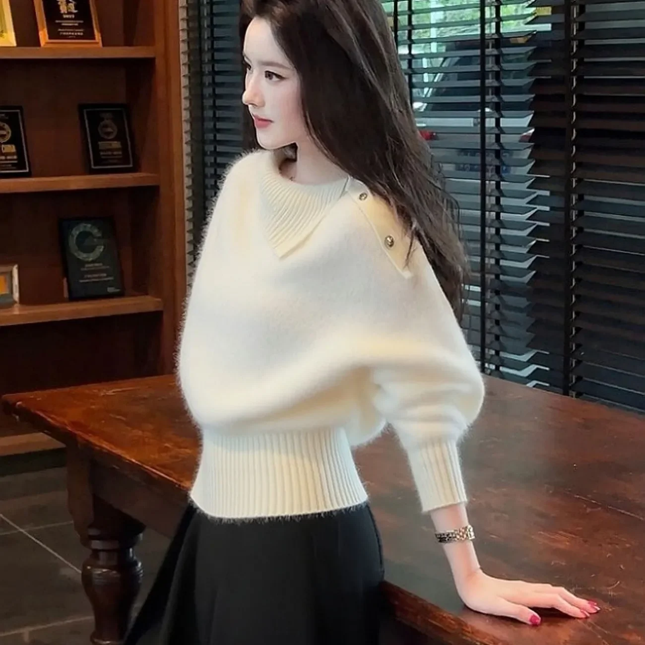 

Корейский новый шикарный трикотаж, женская одежда, верхняя одежда, осень-зима 2026, модная тонкая одежда с длинными рукавами, свитер, куртка, топы