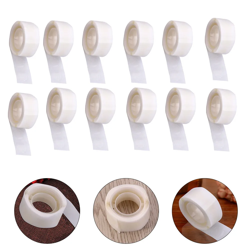 12 Rolls Double-Sided Adhesive Tape Transparent Strong Removable for Balloons Decorations Cards Scrapbooks Posters Office Home