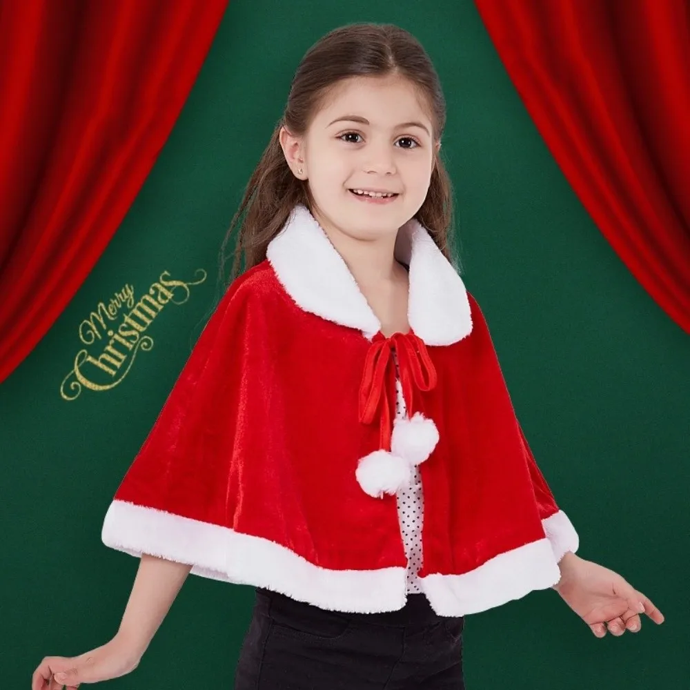 Fashion Polyester Christmas Cloak Warm Xmas Cape Windproof Cosplay Costume Santa Claus Costume Christmas Party Costume