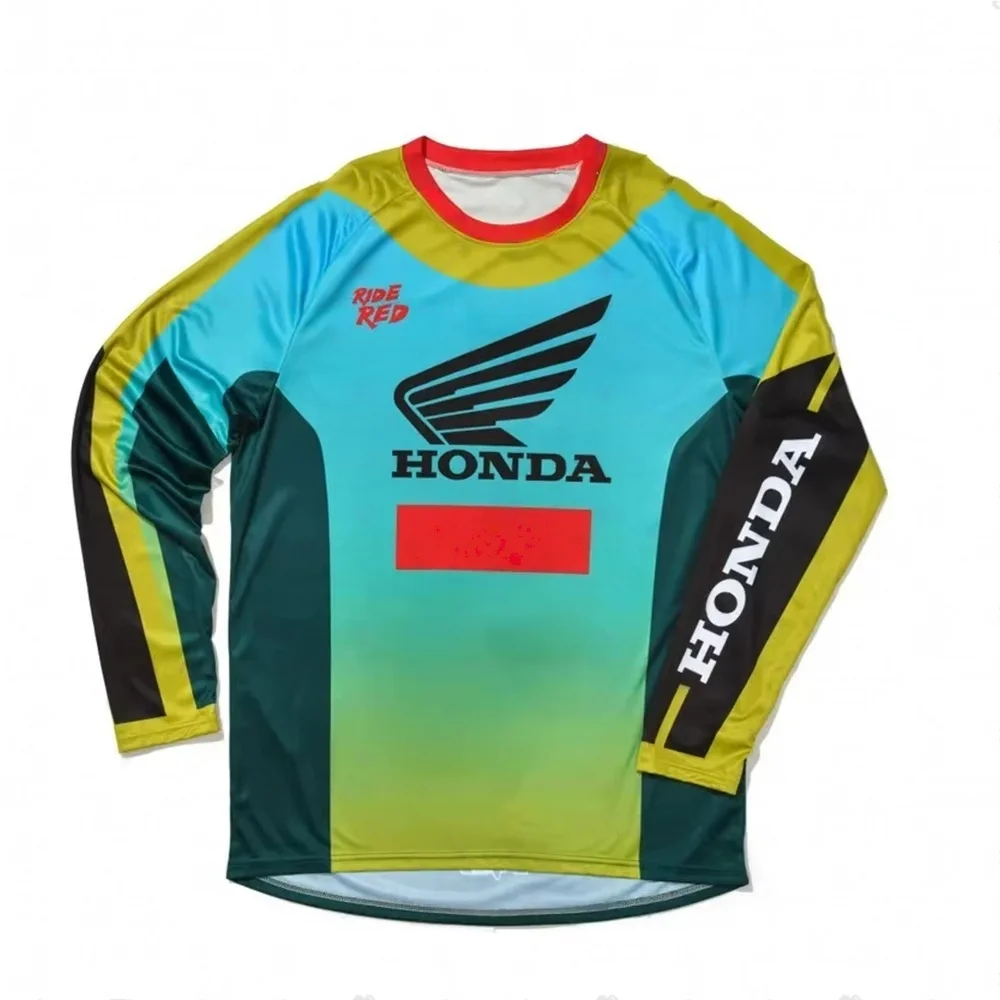 

Рубашка с длинным рукавом Honda для мотокросса, летняя мужская и женская свободная дышащая спортивная рубашка с 3D сеткой, быстросохнущий модный повседневный топ