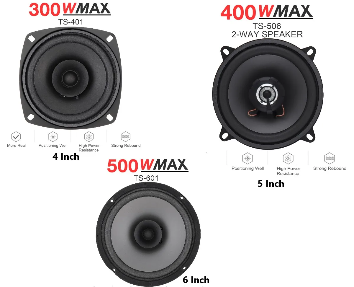 1 Piece 4 5 6 Inch Car HiFi Coaxial Speaker 500W Vehicle Door Auto Audio Music Stereo Subwoofer Full Range Frequency Speakers