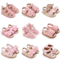-18 months newborn baby girl shoes summer fashion cute pink casual sandals soft rubber soles non slip baby walking shoes