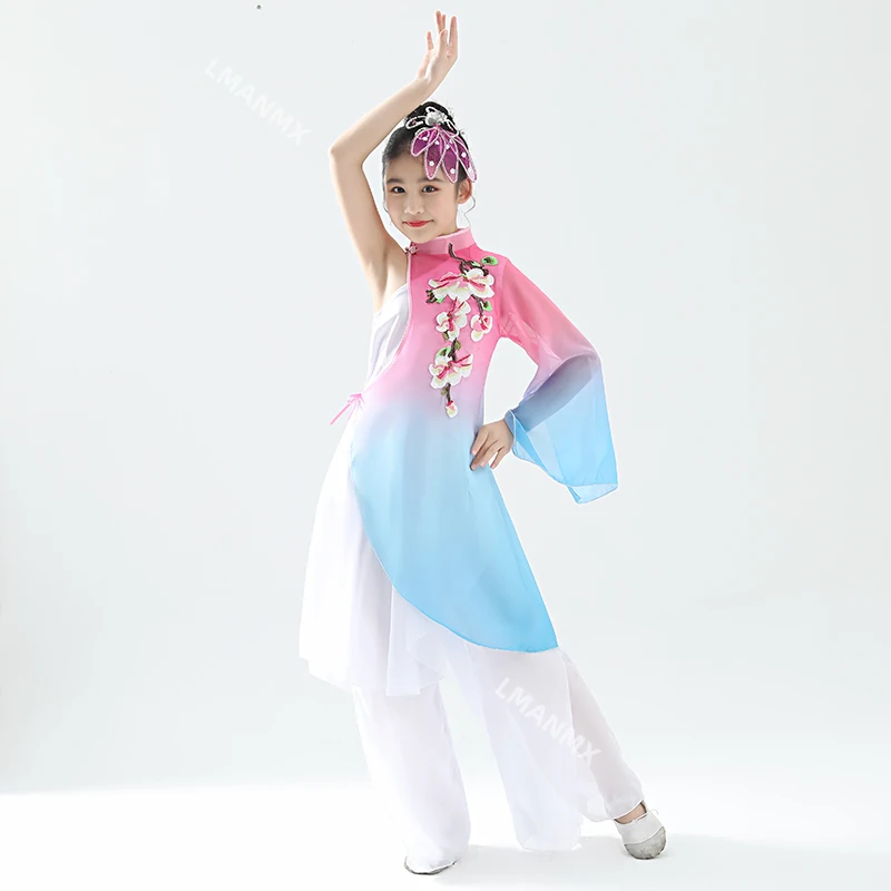 Children's classical dance performance costume, Chinese style dance, umbrella dance, fan dance, yangko dance performance costume