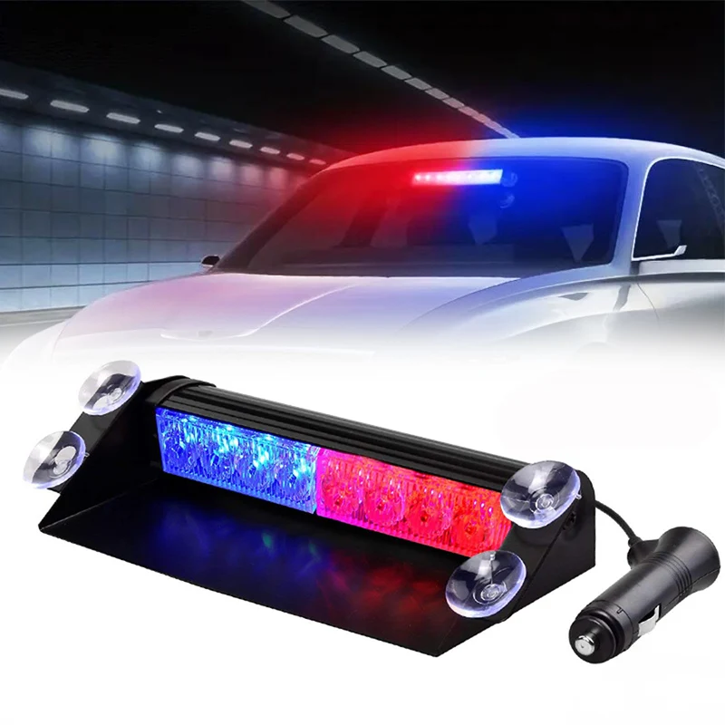 12V 8 LED Red Blue Yellow White Car Strobe Warning Light Firemen Police led Flashing Emergency signal lights Safety Fog lamp