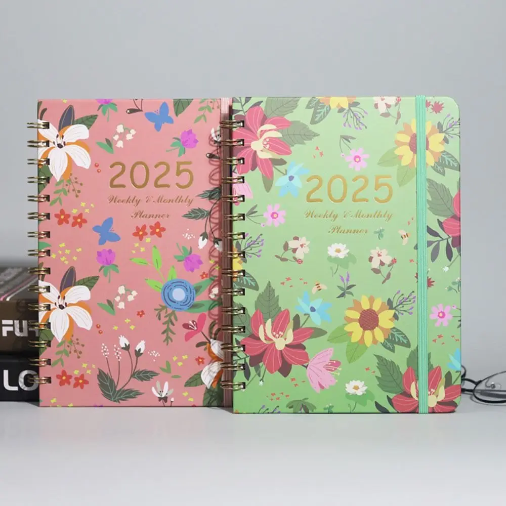หลวม COIL 2025 Agenda Planner Notebook Planner Organizer ปฏิบัติ A5 ตารางปฏิทิน Notepad ไดอารี่ Weekly Planner