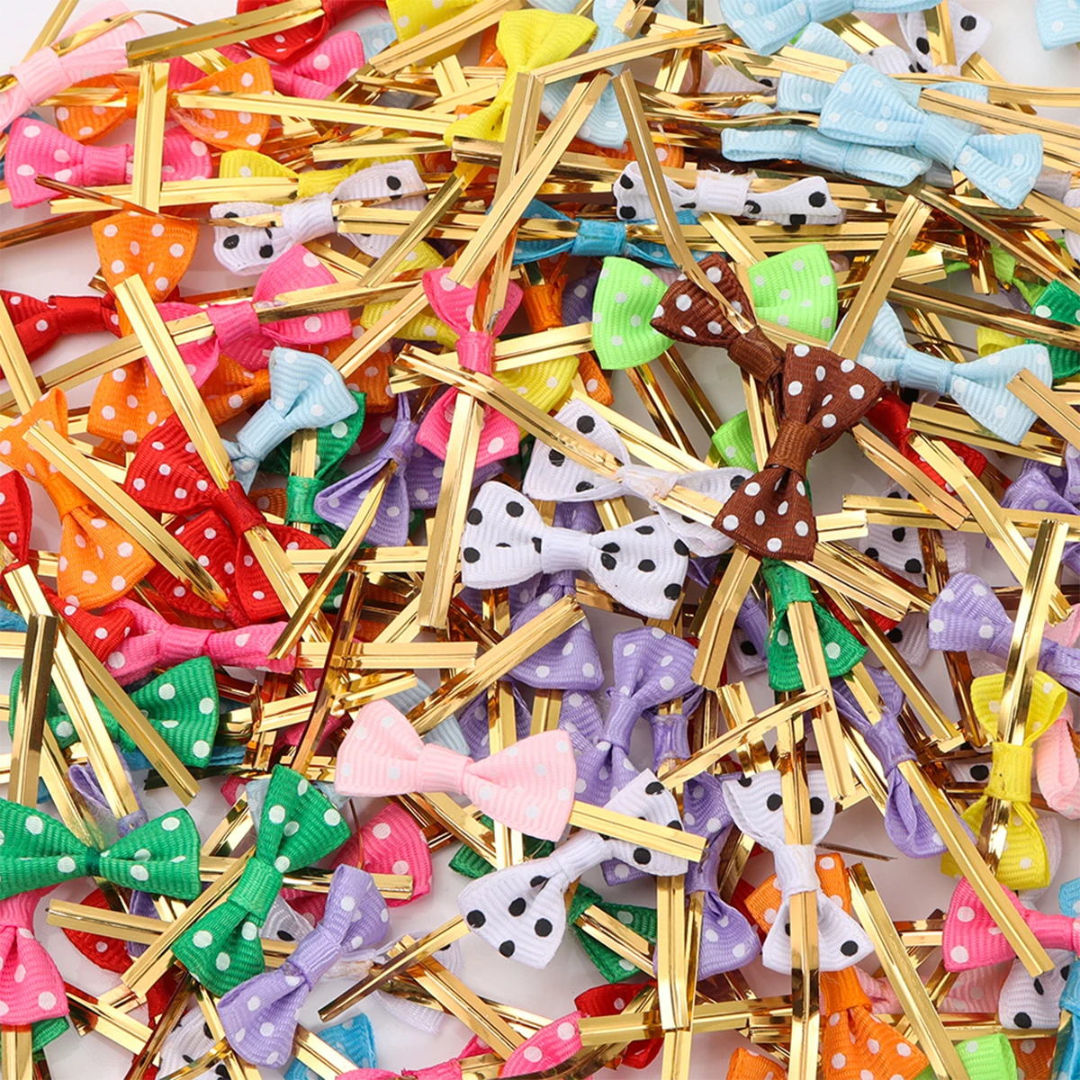 30 Stück Bunte Schleifenbänder mit Golddraht, Schleifenbindedraht für Lollipop-Süßigkeiten-Geschenkverpackungen, Verschluss- und Befestigungsbänder – Detail 6