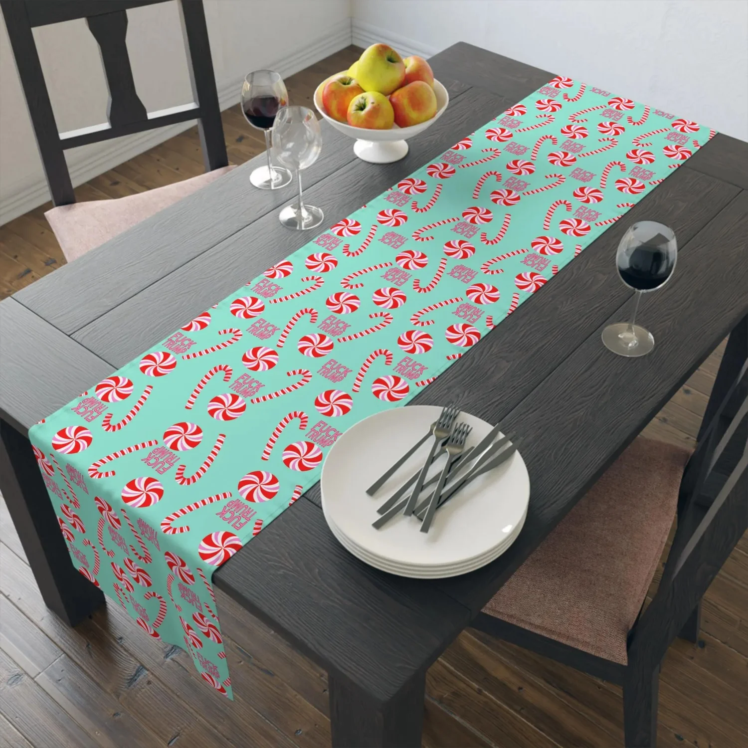 Slightly Subtle Candy Cane Table Runner - Festive Holiday Decor Christmas, Winter Parties, Dining Tables, Kitchen Decoration
