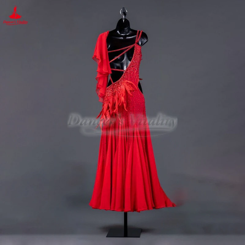 왈츠 폭스트롯 탱고 퀵 스텝 경쟁 의류 성인 여성 볼룸 댄스 사용자 정의 아메리칸 스타일 현대 빅 스윙 드레스