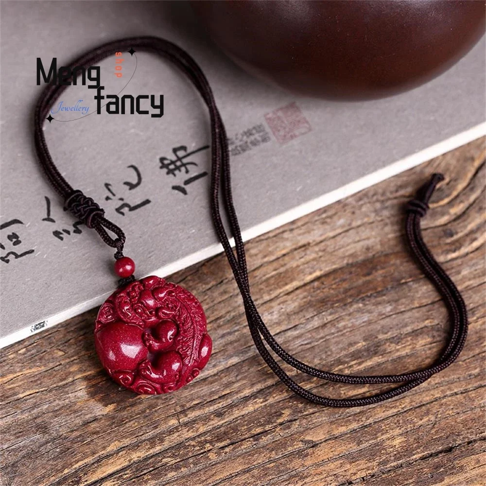 Raw Ore Cinnabar Ruyi Pixi Nafu Pendant Exquisite Fashion Jewelry Best Selling Handicraft Amulets Mascots Souvenir Holiday Gift