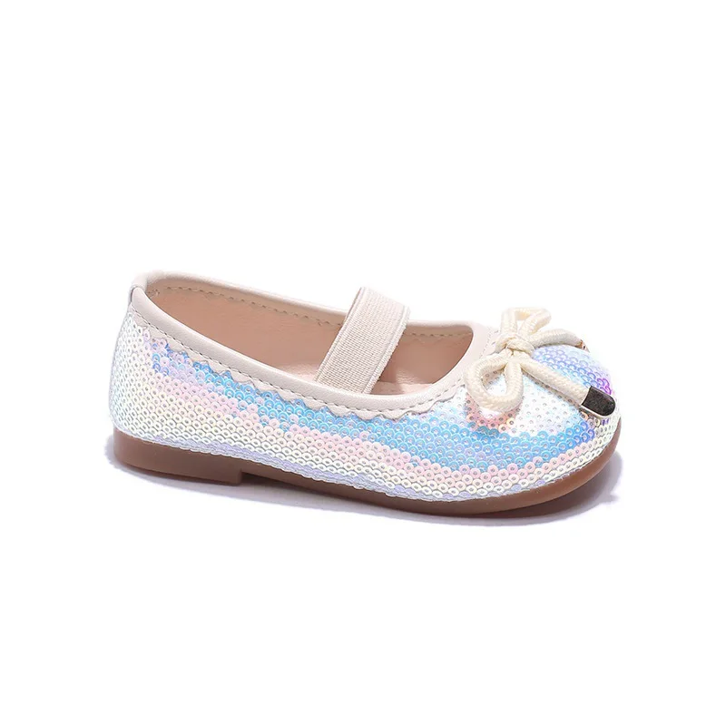 Child Leather Shoes Spring New Fashion Girl Shoe Versatile Princess Evil Girl Sequin Shoe Soft Sole Anti Slip Kids Single Shoes