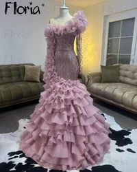 Floria-Vestidos De fiesta De boda para mujer, ropa árabe con volantes, escalonados, rubor, rosa, dulce 16, para 15 Años