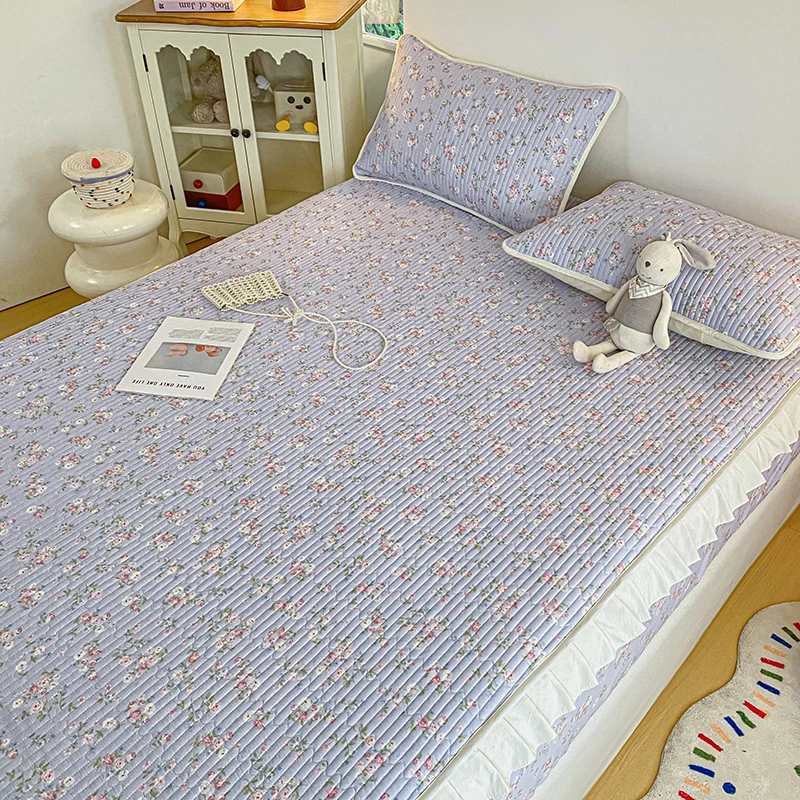 100% Cotton Quilted Mattress Protector with Lace Ruffles Twin/Queen/King Thickness Mattress Cover Cotton Cubre Colchon 침대커버