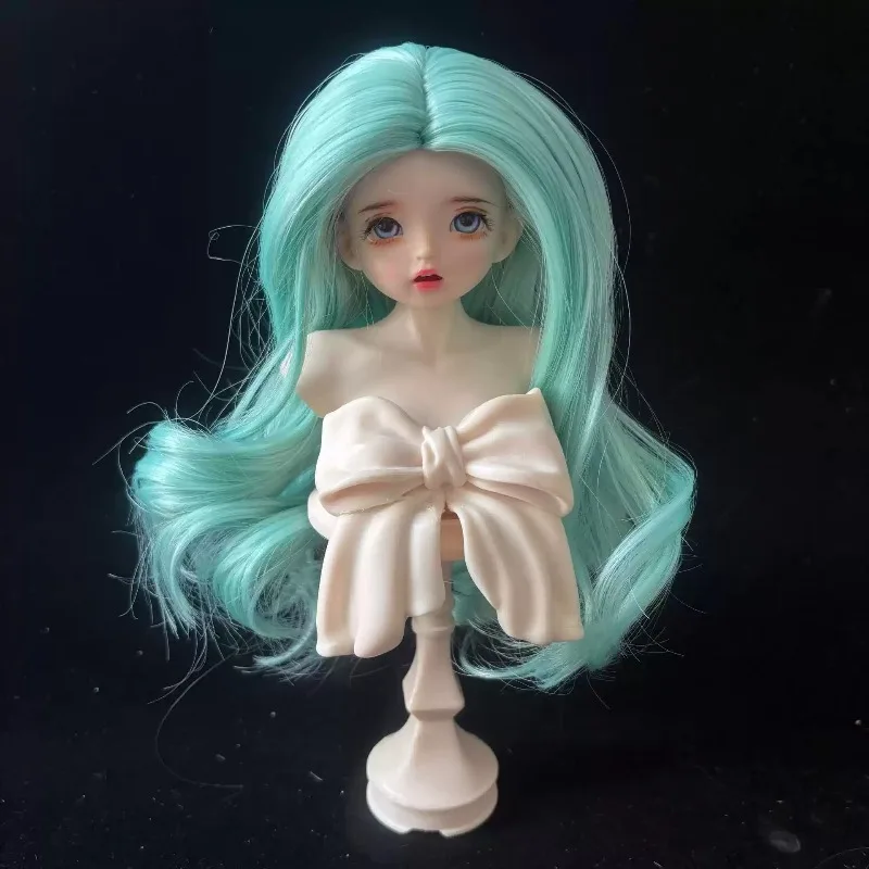 FallenVex Store BJD Doll Wig Middle‑Part Medium Long Curly Hair Headpiece Multi‑Color for 1/3 1/4 1/6 Doll DIY Hair Replacement