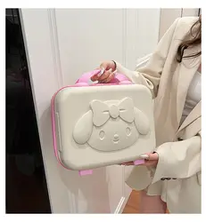 Sanrio Cute Cartoon Suitcase Portable Cosmetic Case 2024 New Anime Melody Boarding Storage Bags Korean Version Hand Bag Gift