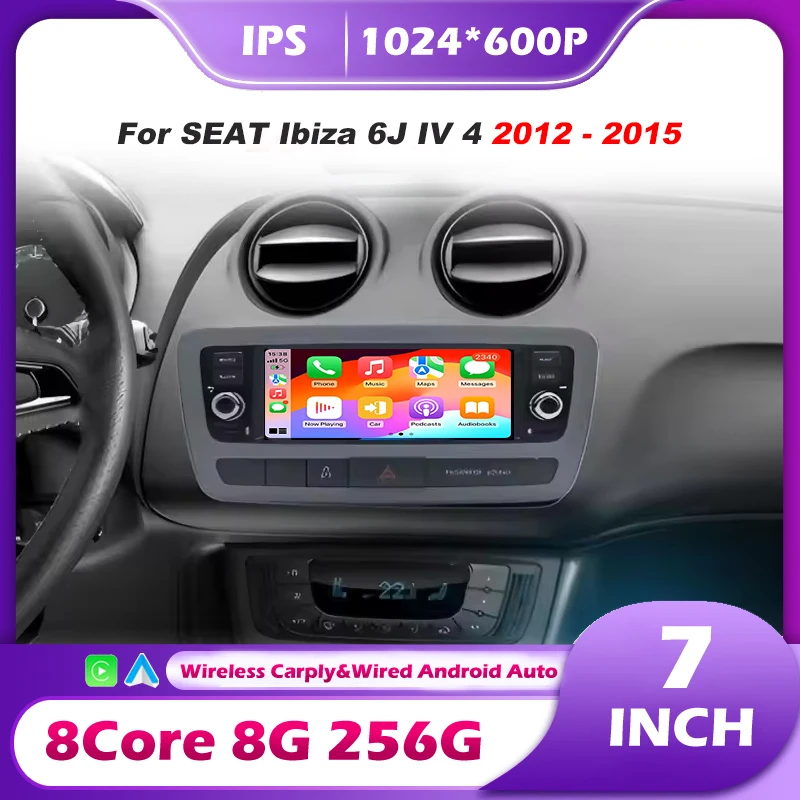 Radio para Auto SEAT Ibiza 6J IV 4 2012-2015, CarPlay Inalámbrico, Android 16, Reproductor Multimedia Estéreo, Navegación GPS