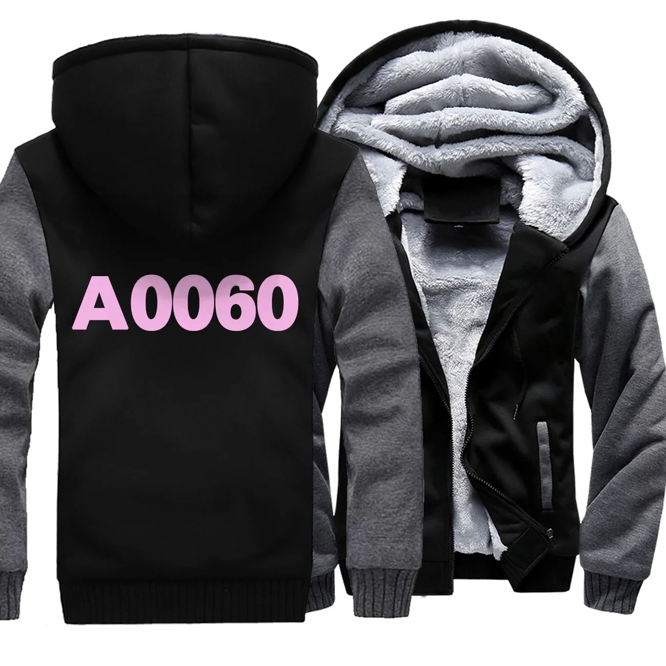 A0060 Digital Print Men's Fleece Hooded Jacket Winter Casual Outdoor Hooded Zipper Jacket Loose Sports Models Outing